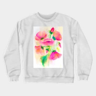 Pink poppies watercolor painting Crewneck Sweatshirt